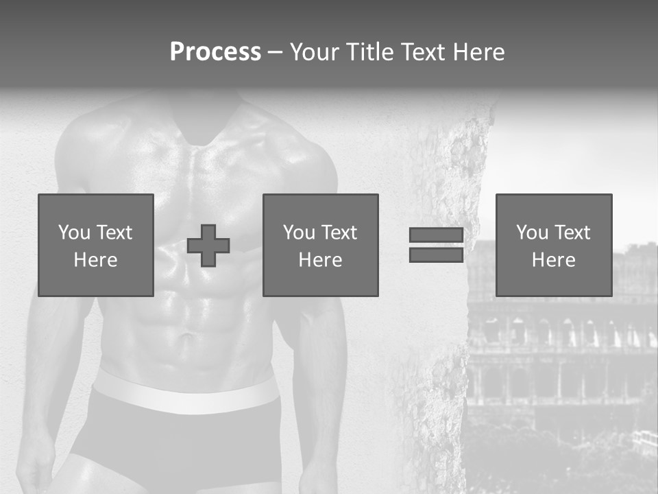 A Man With No Shirt Standing In Front Of A Building PowerPoint Template