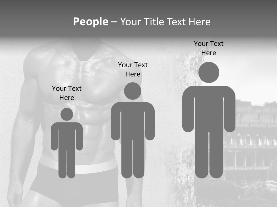 A Man With No Shirt Standing In Front Of A Building PowerPoint Template