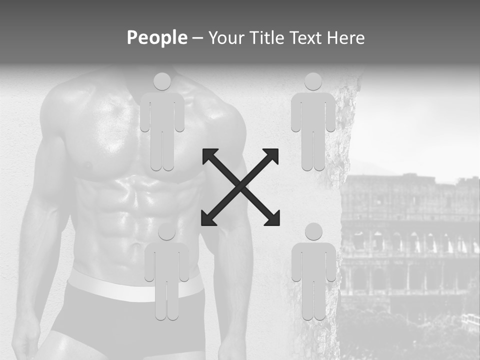 A Man With No Shirt Standing In Front Of A Building PowerPoint Template