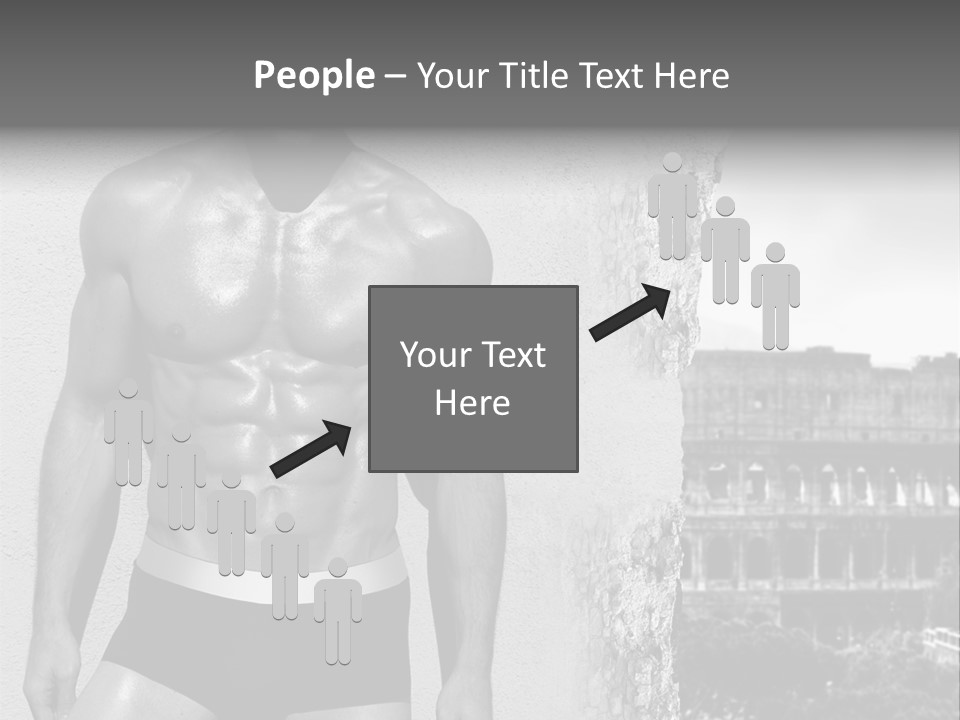 A Man With No Shirt Standing In Front Of A Building PowerPoint Template