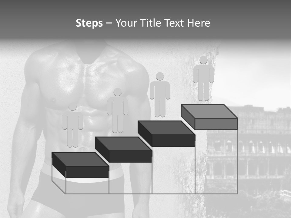 A Man With No Shirt Standing In Front Of A Building PowerPoint Template