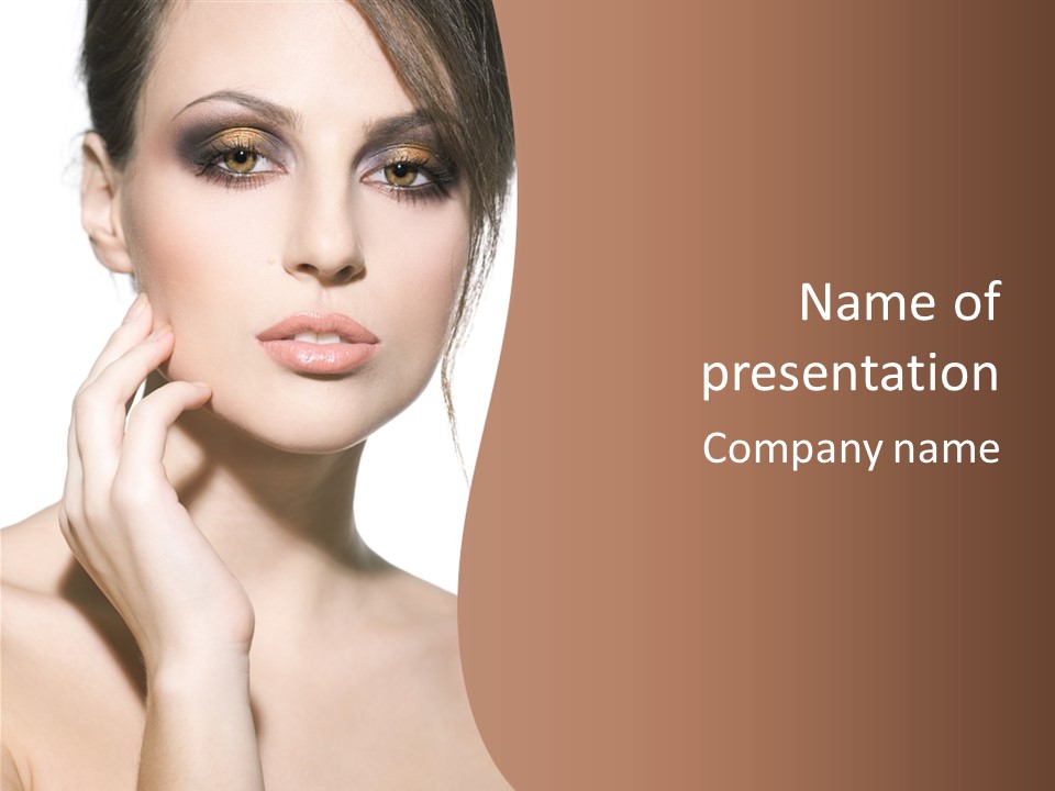 A Beautiful Woman With Makeup On Her Face PowerPoint Template