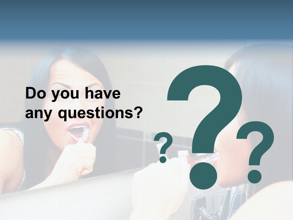 Teeth Woman Standing PowerPoint Template