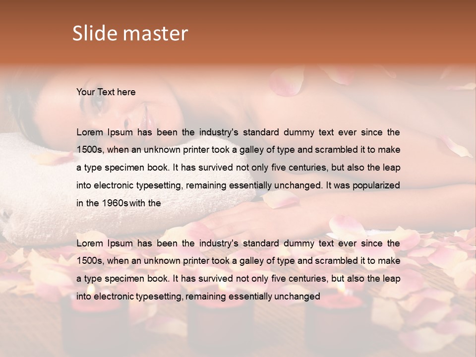 A Beautiful Woman Laying On A Towel Next To Candles PowerPoint Template