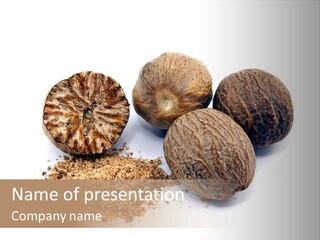 A Group Of Nuts On A White Background PowerPoint Template