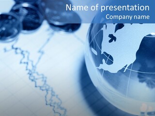 A Globe On Top Of A Table With A Bar Chart In The Background PowerPoint Template