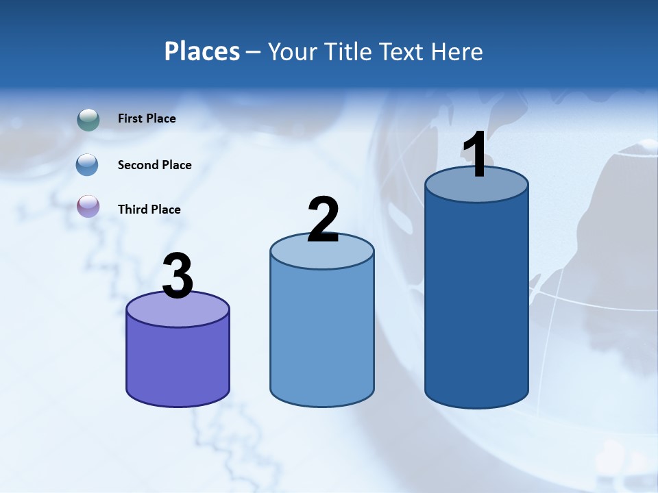 A Globe On Top Of A Table With A Bar Chart In The Background PowerPoint Template