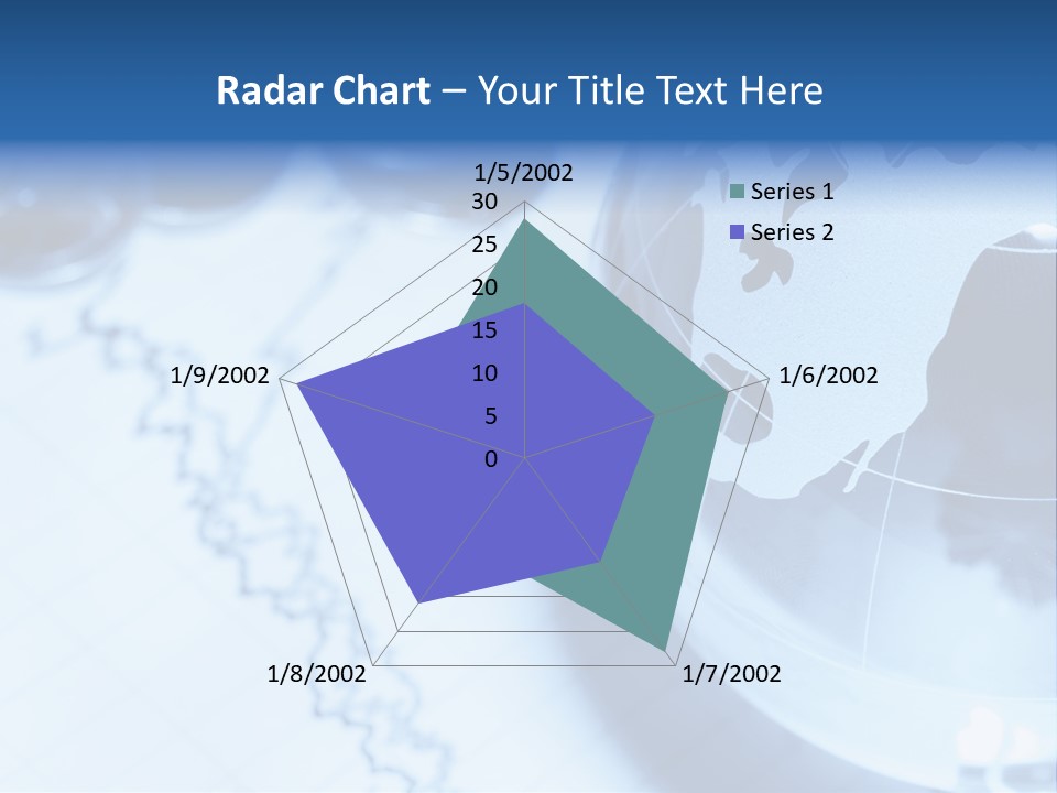 A Globe On Top Of A Table With A Bar Chart In The Background PowerPoint Template