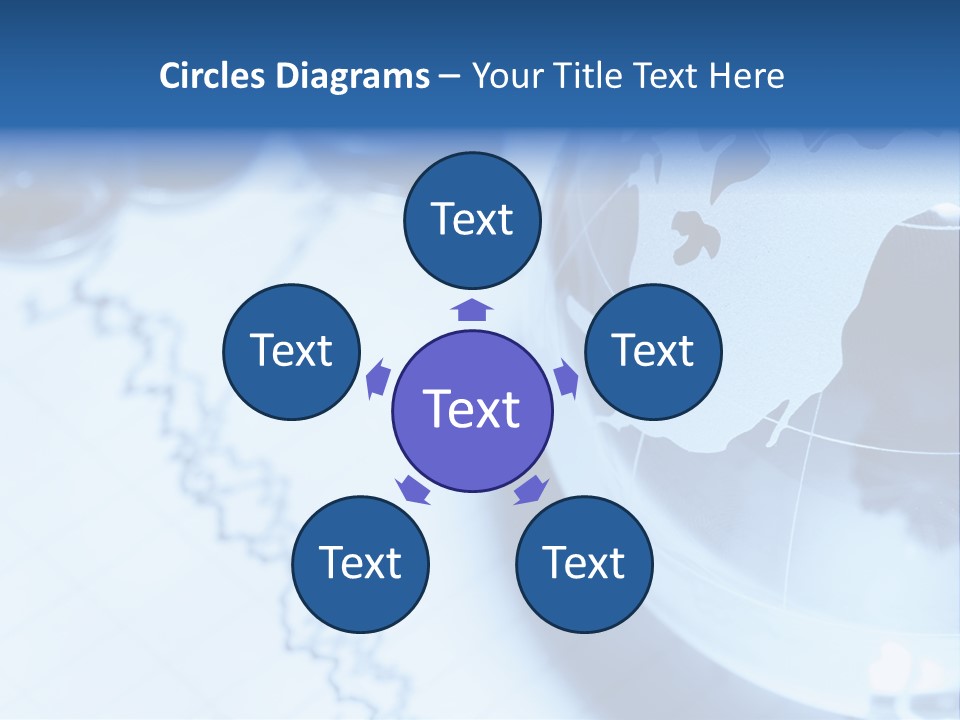 A Globe On Top Of A Table With A Bar Chart In The Background PowerPoint Template