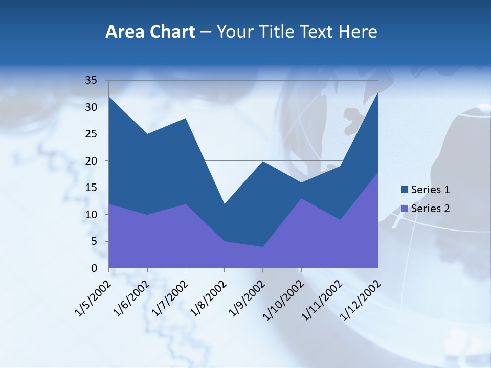 A Globe On Top Of A Table With A Bar Chart In The Background PowerPoint Template