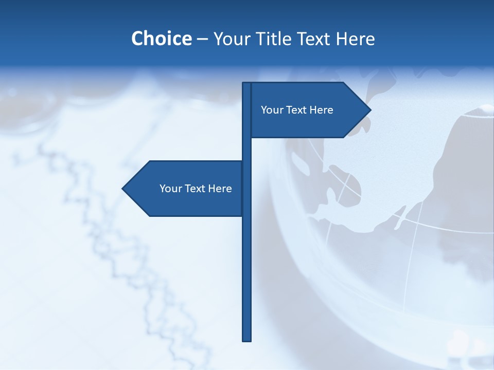 A Globe On Top Of A Table With A Bar Chart In The Background PowerPoint Template