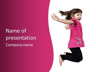 A Young Girl Jumping In The Air With Her Arms Outstretched PowerPoint Template