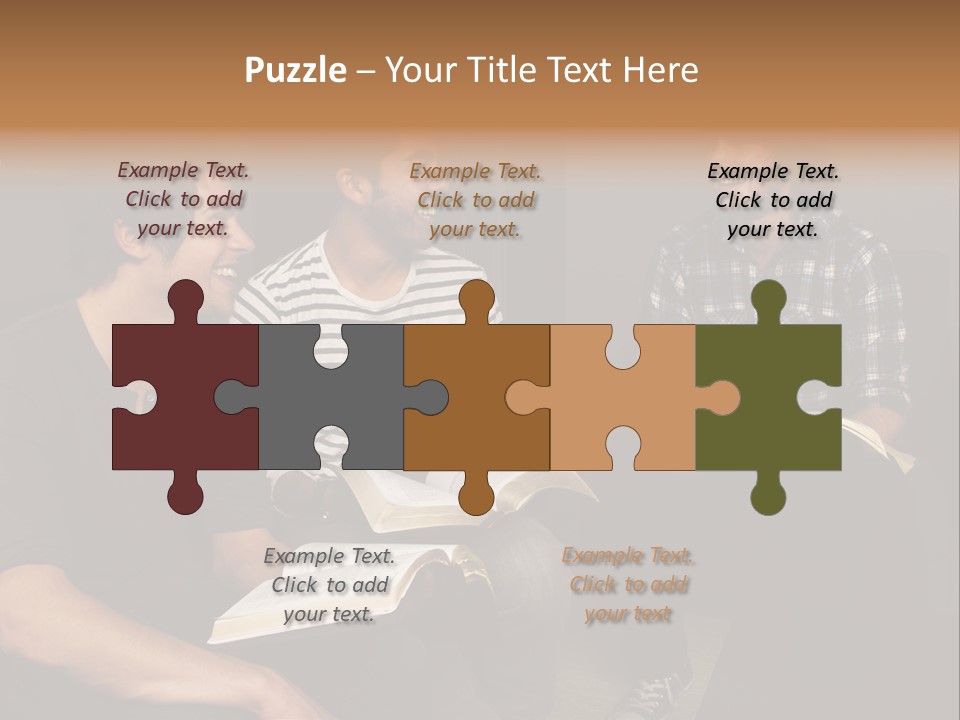 A Group Of Three Men Sitting Next To Each Other PowerPoint Template