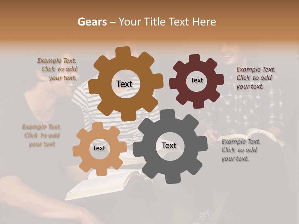 A Group Of Three Men Sitting Next To Each Other PowerPoint Template