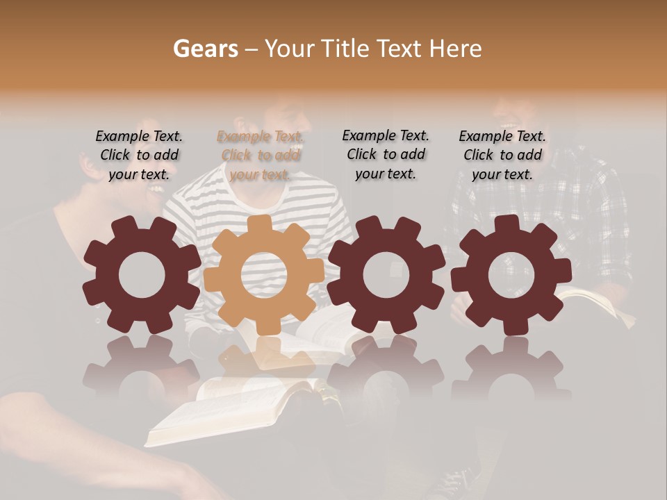 A Group Of Three Men Sitting Next To Each Other PowerPoint Template