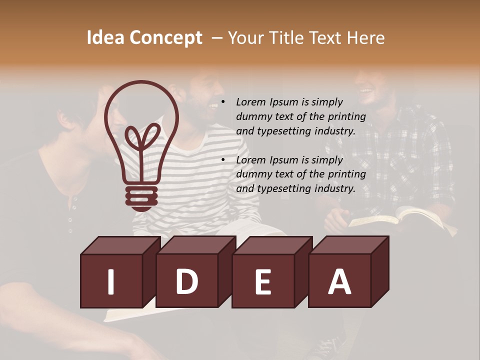 A Group Of Three Men Sitting Next To Each Other PowerPoint Template