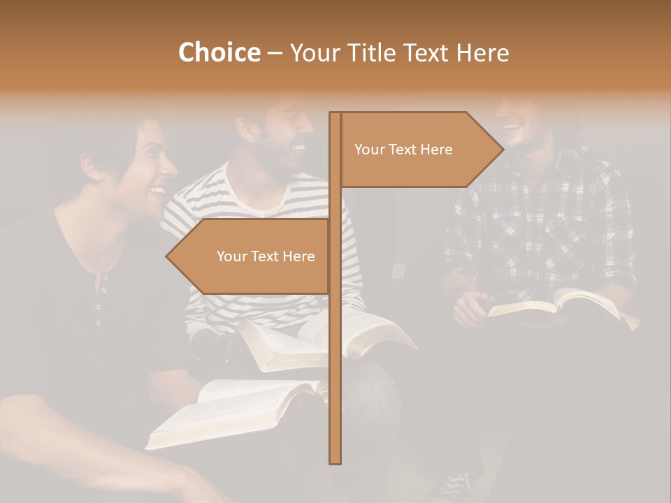 A Group Of Three Men Sitting Next To Each Other PowerPoint Template