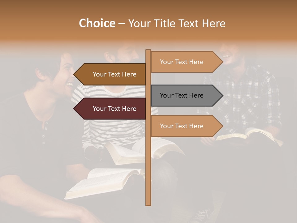 A Group Of Three Men Sitting Next To Each Other PowerPoint Template