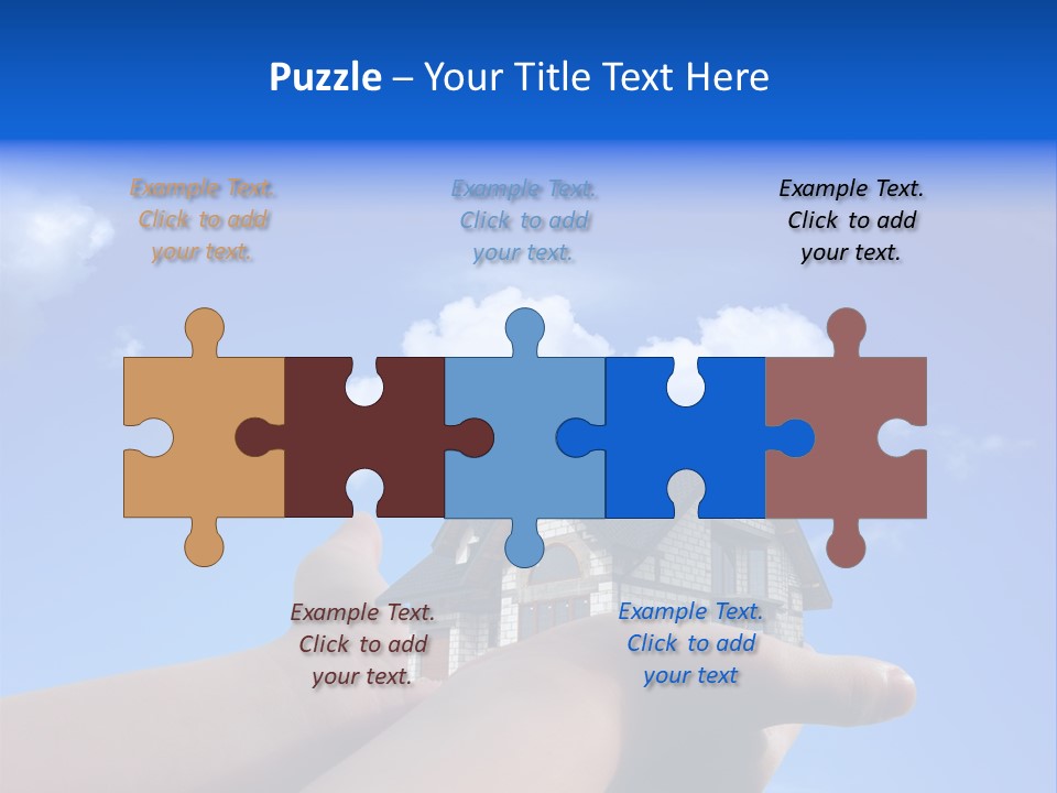 A Person Holding Up A House In Front Of A Blue Sky PowerPoint Template