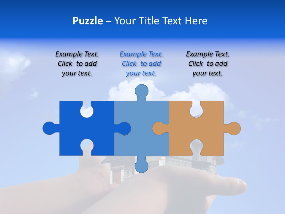 A Person Holding Up A House In Front Of A Blue Sky PowerPoint Template