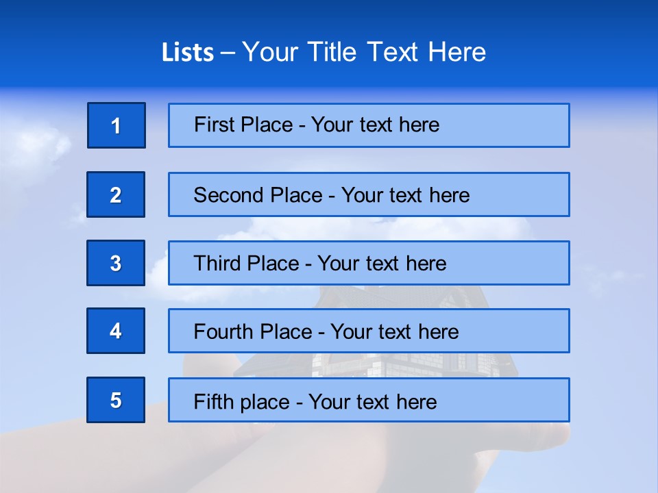 A Person Holding Up A House In Front Of A Blue Sky PowerPoint Template