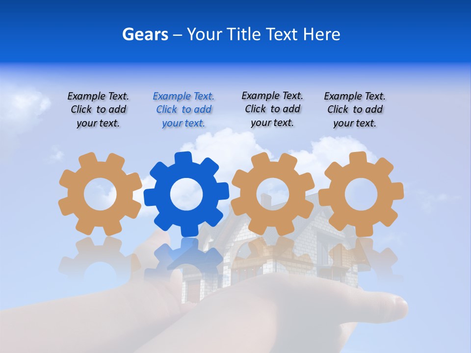 A Person Holding Up A House In Front Of A Blue Sky PowerPoint Template