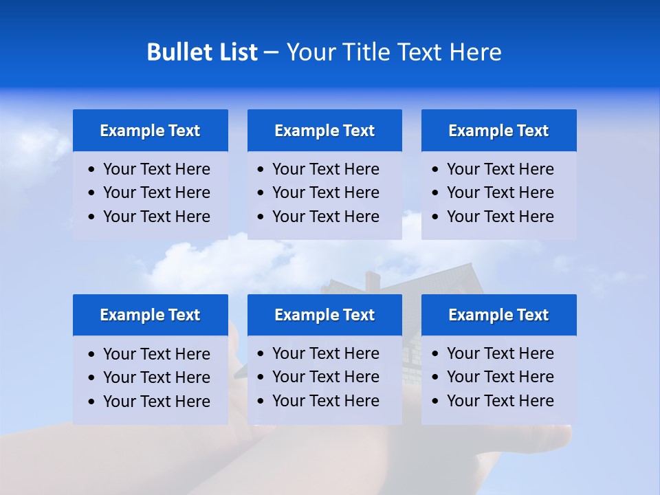 A Person Holding Up A House In Front Of A Blue Sky PowerPoint Template