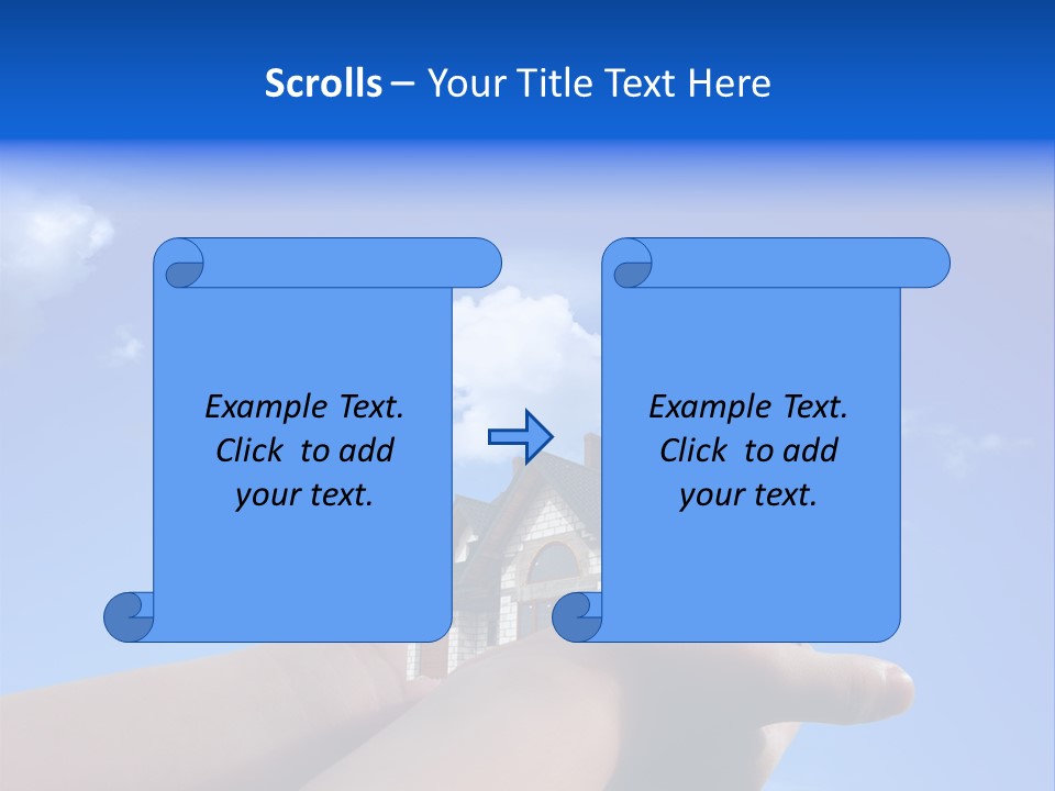A Person Holding Up A House In Front Of A Blue Sky PowerPoint Template