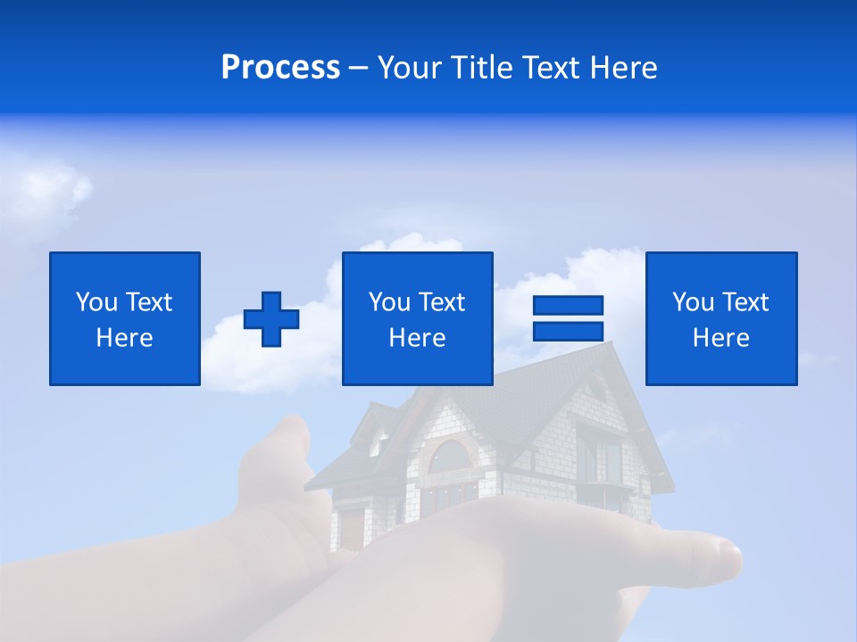 A Person Holding Up A House In Front Of A Blue Sky PowerPoint Template