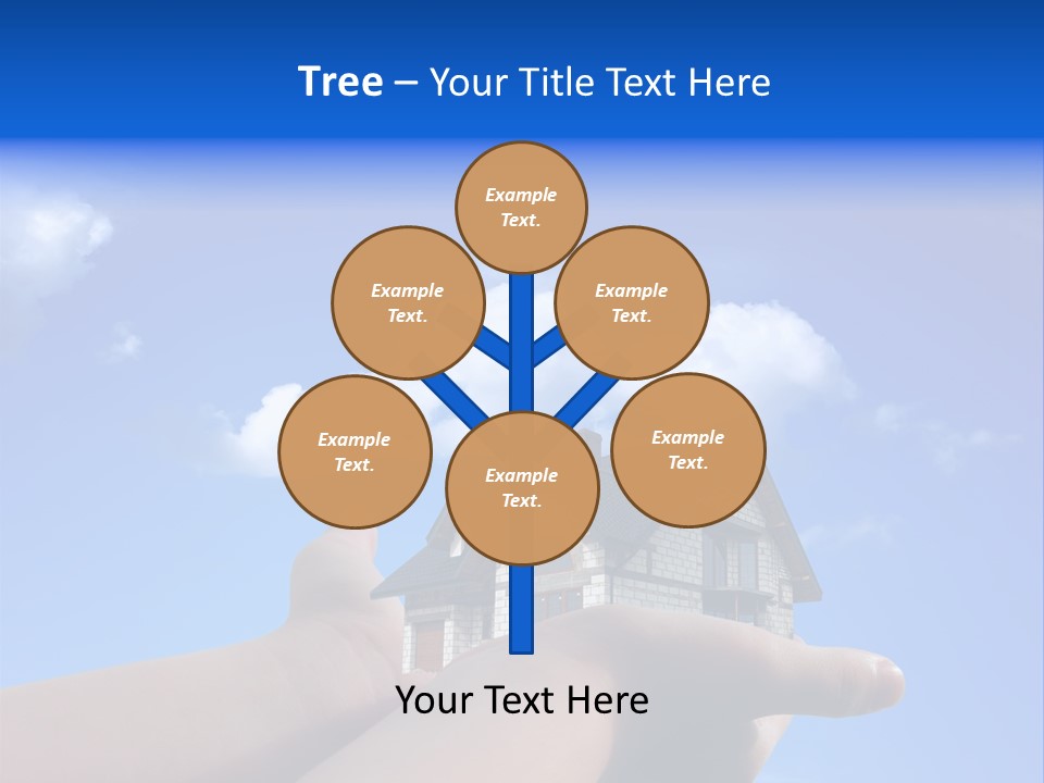 A Person Holding Up A House In Front Of A Blue Sky PowerPoint Template