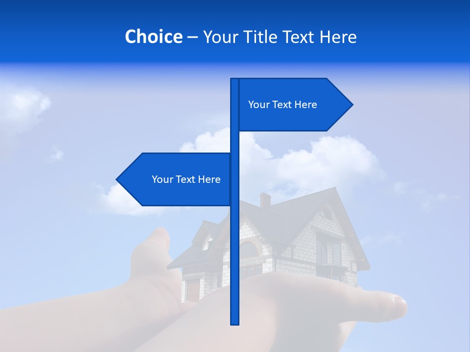 A Person Holding Up A House In Front Of A Blue Sky PowerPoint Template