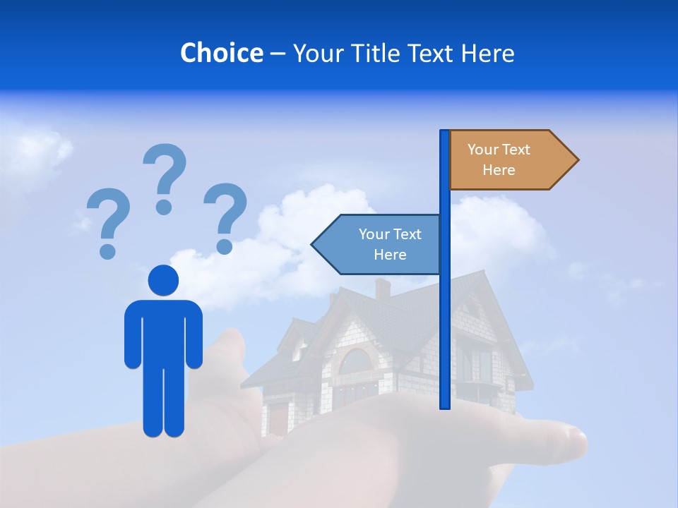 A Person Holding Up A House In Front Of A Blue Sky PowerPoint Template