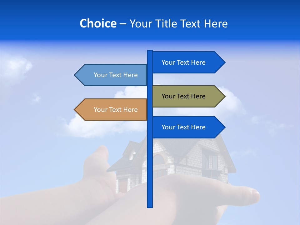 A Person Holding Up A House In Front Of A Blue Sky PowerPoint Template