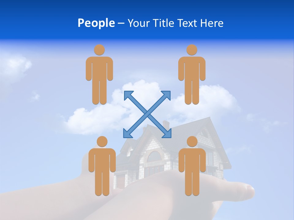 A Person Holding Up A House In Front Of A Blue Sky PowerPoint Template