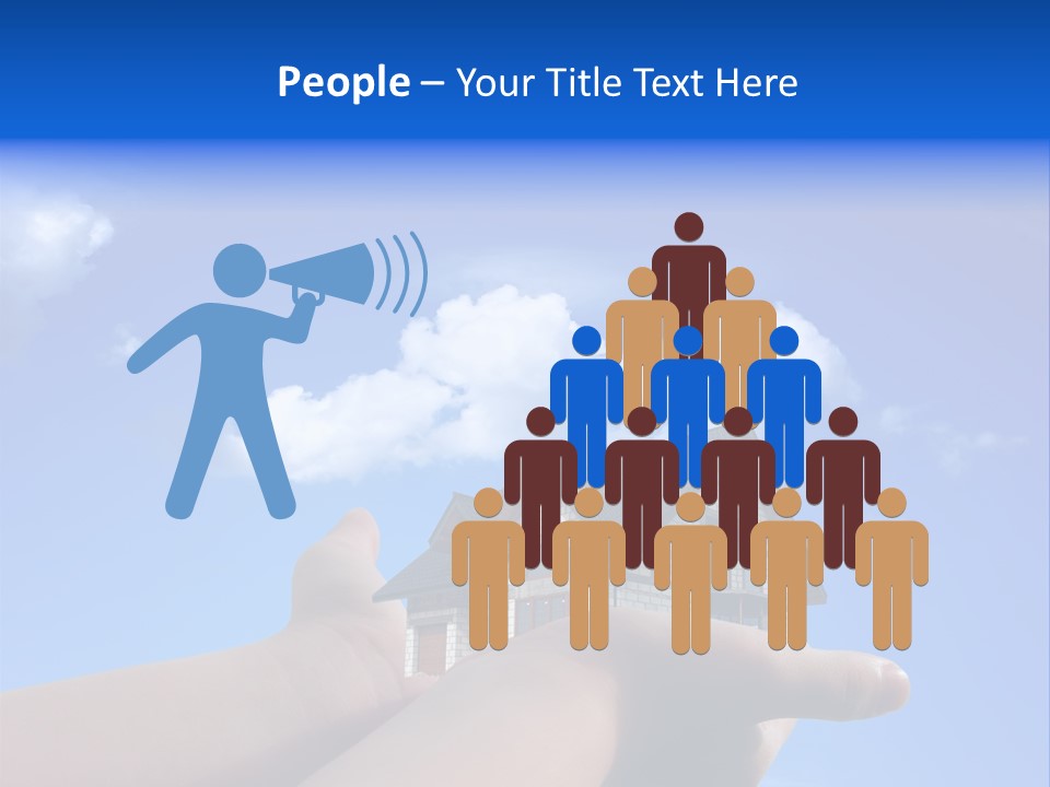 A Person Holding Up A House In Front Of A Blue Sky PowerPoint Template