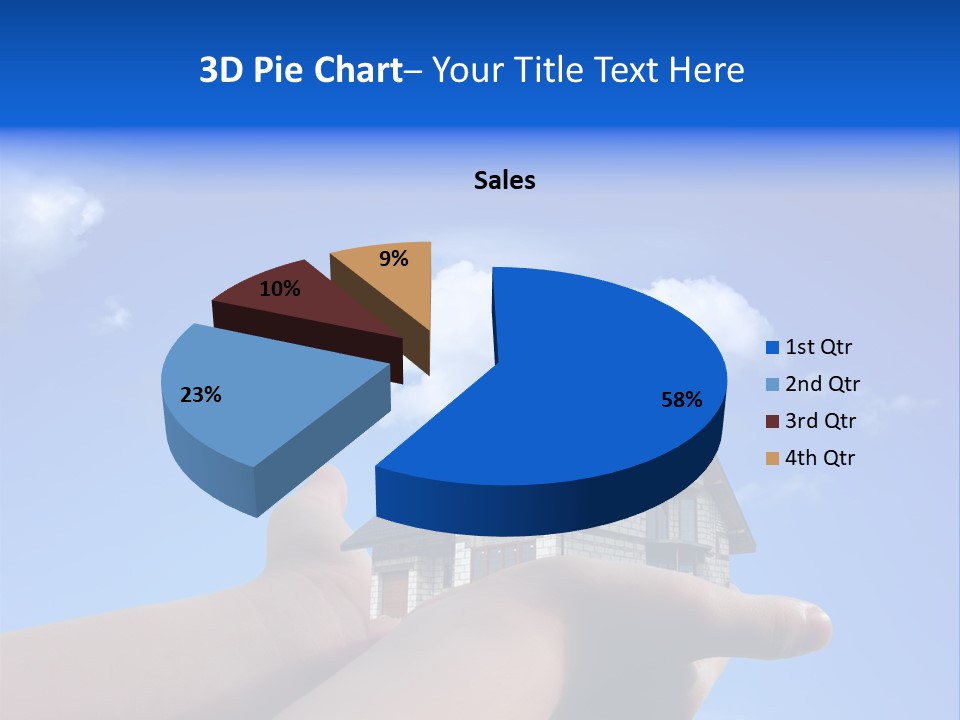 A Person Holding Up A House In Front Of A Blue Sky PowerPoint Template
