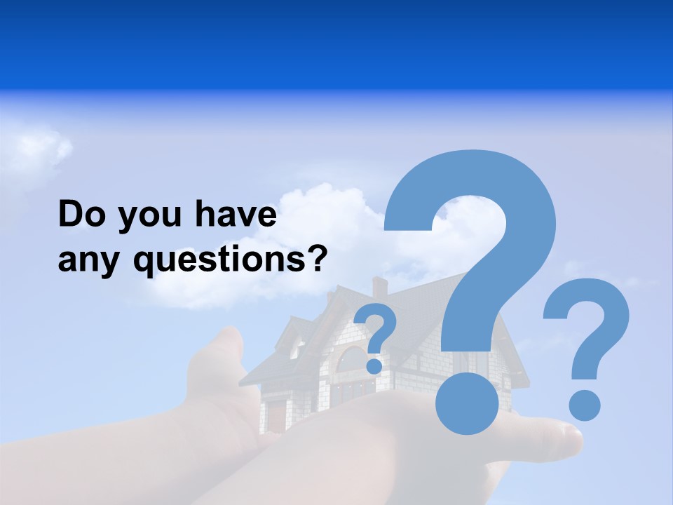 A Person Holding Up A House In Front Of A Blue Sky PowerPoint Template