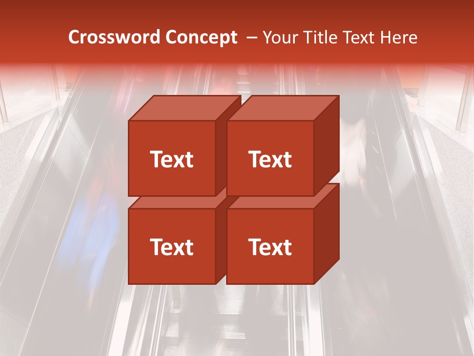 A Group Of People Riding Down An Escalator PowerPoint Template