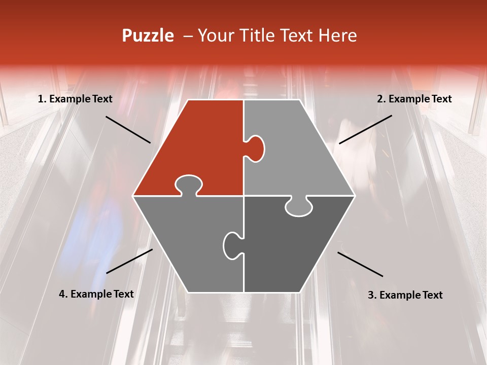 A Group Of People Riding Down An Escalator PowerPoint Template
