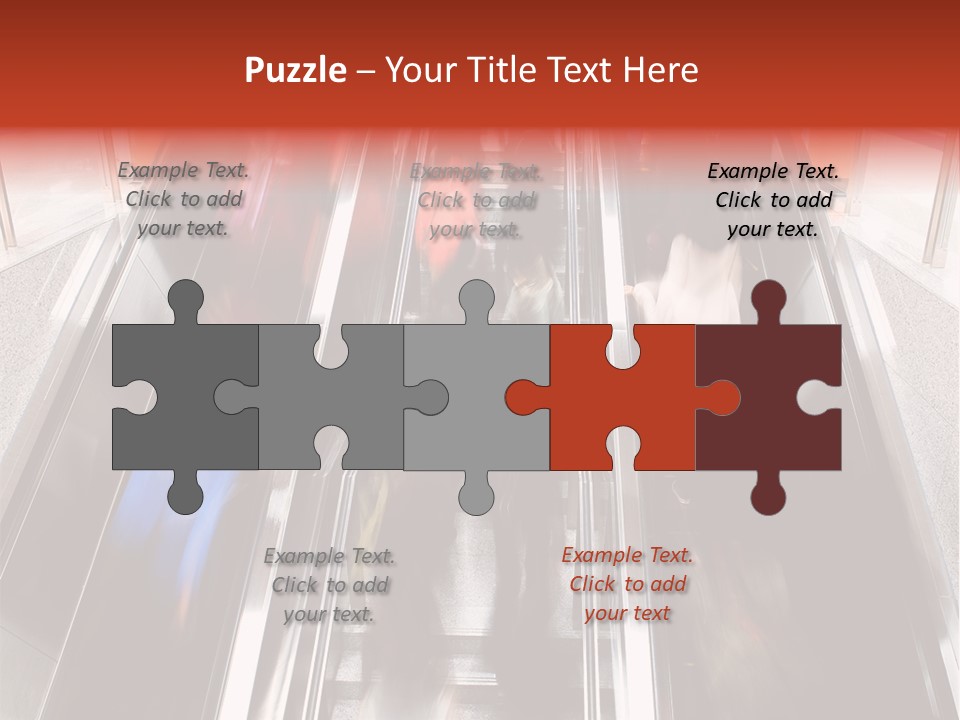 A Group Of People Riding Down An Escalator PowerPoint Template