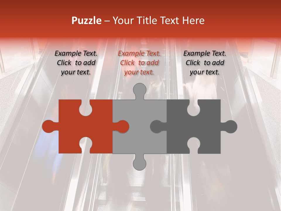 A Group Of People Riding Down An Escalator PowerPoint Template