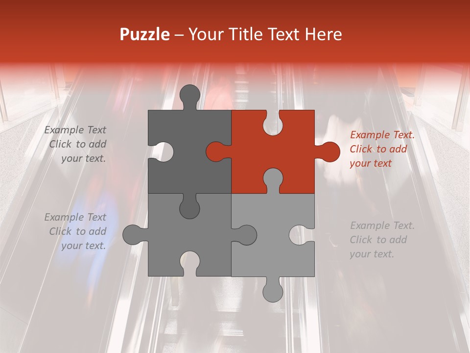 A Group Of People Riding Down An Escalator PowerPoint Template