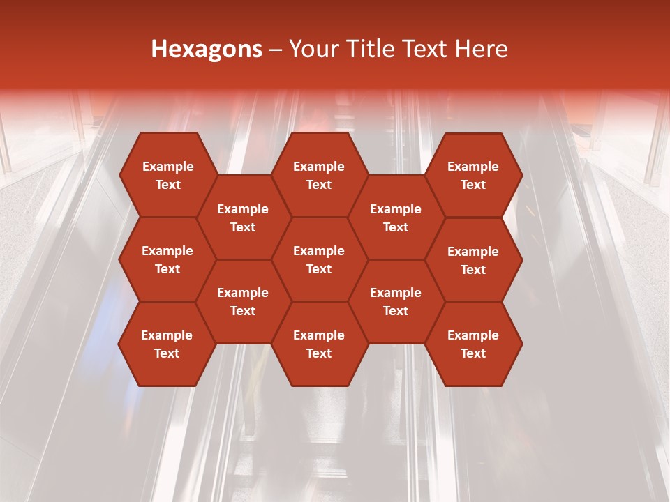 A Group Of People Riding Down An Escalator PowerPoint Template