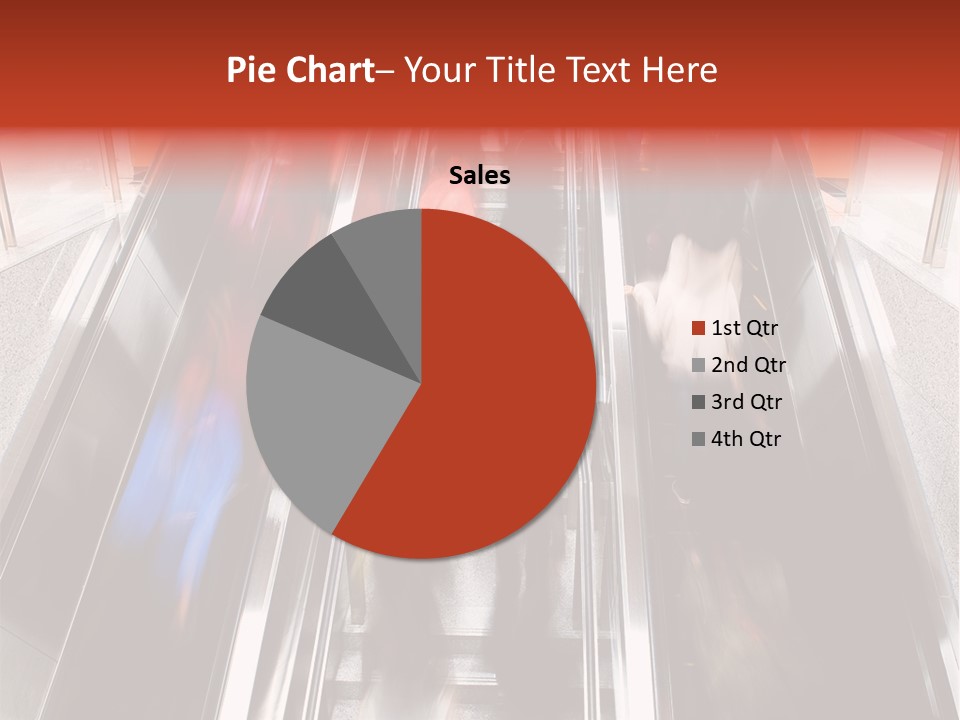 A Group Of People Riding Down An Escalator PowerPoint Template
