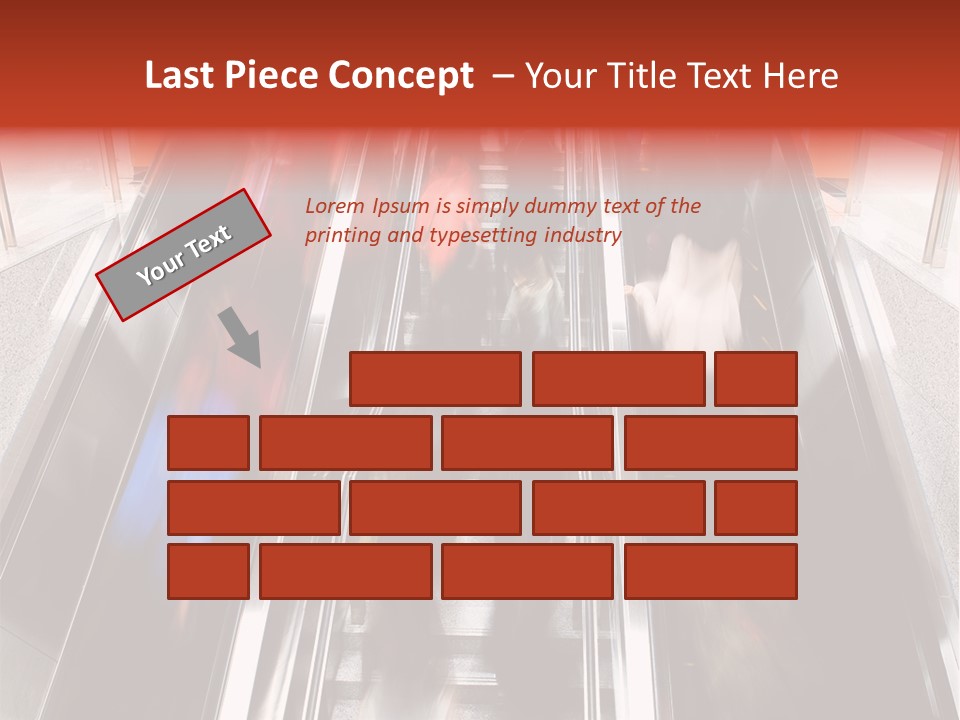 A Group Of People Riding Down An Escalator PowerPoint Template