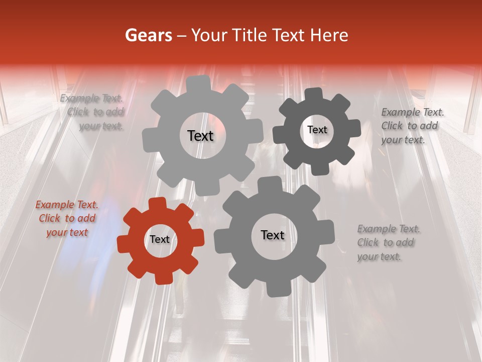 A Group Of People Riding Down An Escalator PowerPoint Template