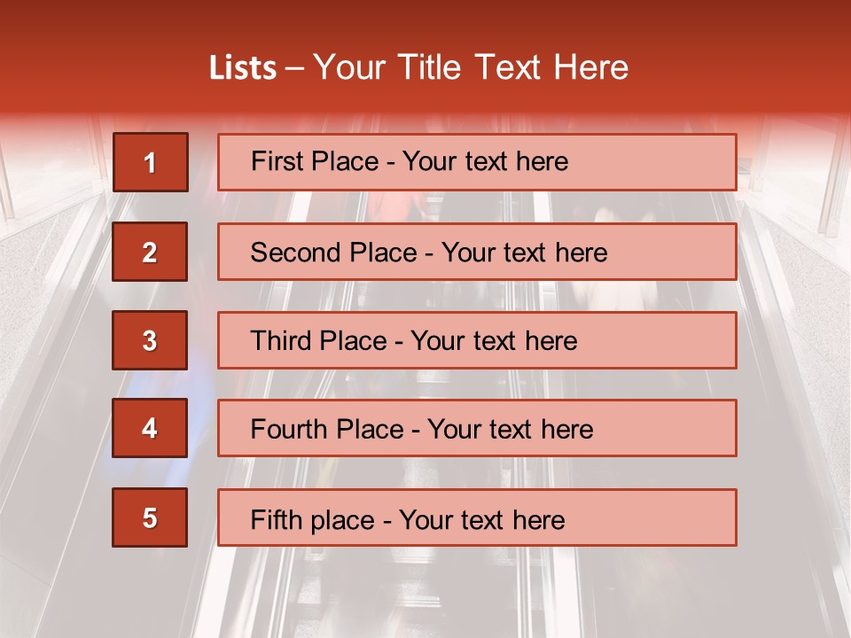 A Group Of People Riding Down An Escalator PowerPoint Template