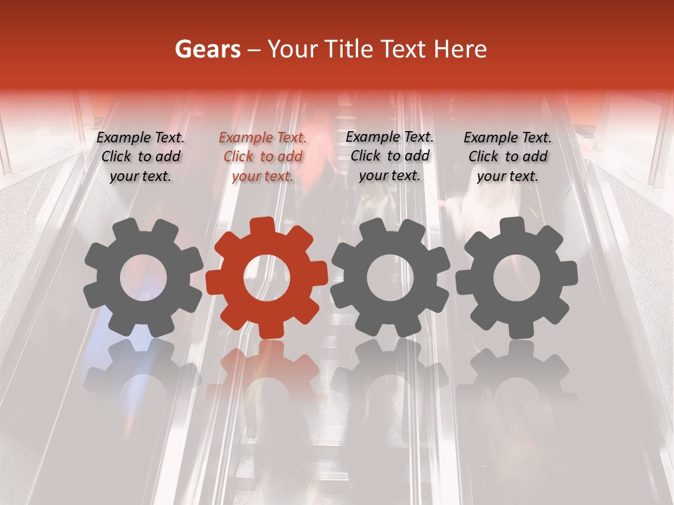 A Group Of People Riding Down An Escalator PowerPoint Template