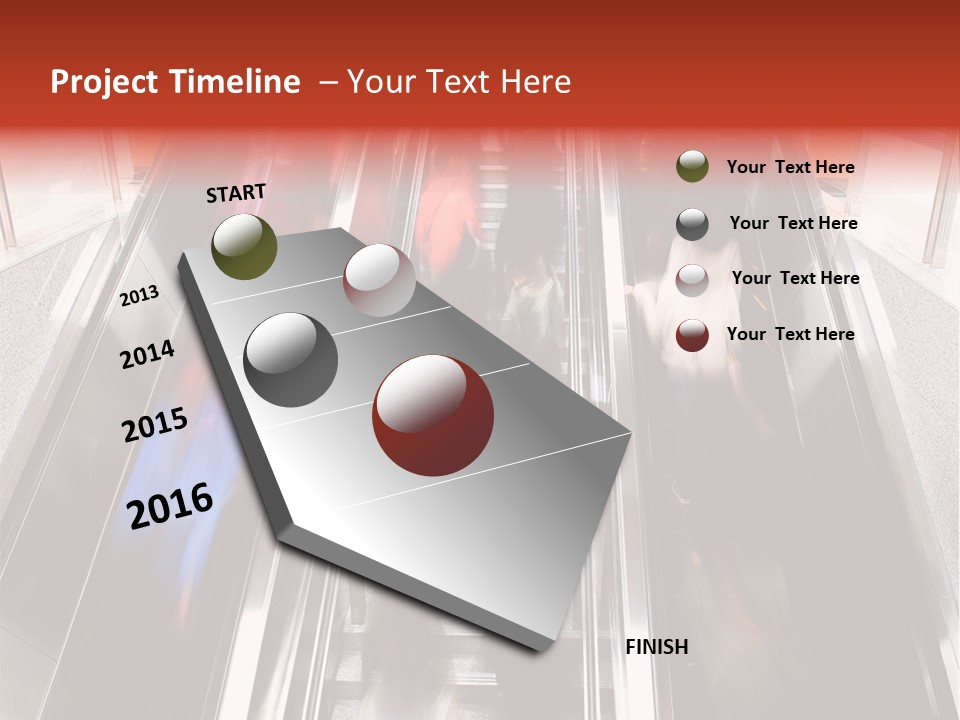 A Group Of People Riding Down An Escalator PowerPoint Template