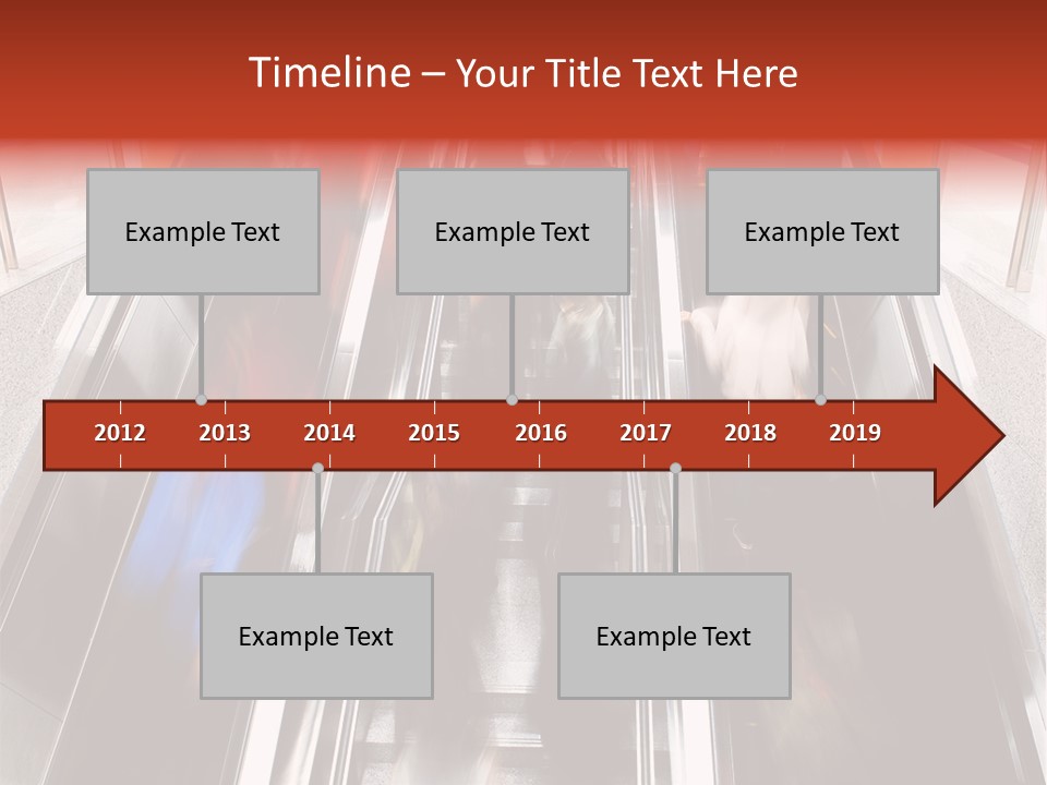 A Group Of People Riding Down An Escalator PowerPoint Template